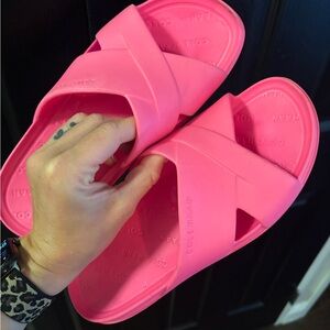 Cole Haan Women's Bright Pink Slide Sandals